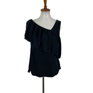 Mayla Silk Blouse 8 Black One Shoulder Partywear Designer Modern